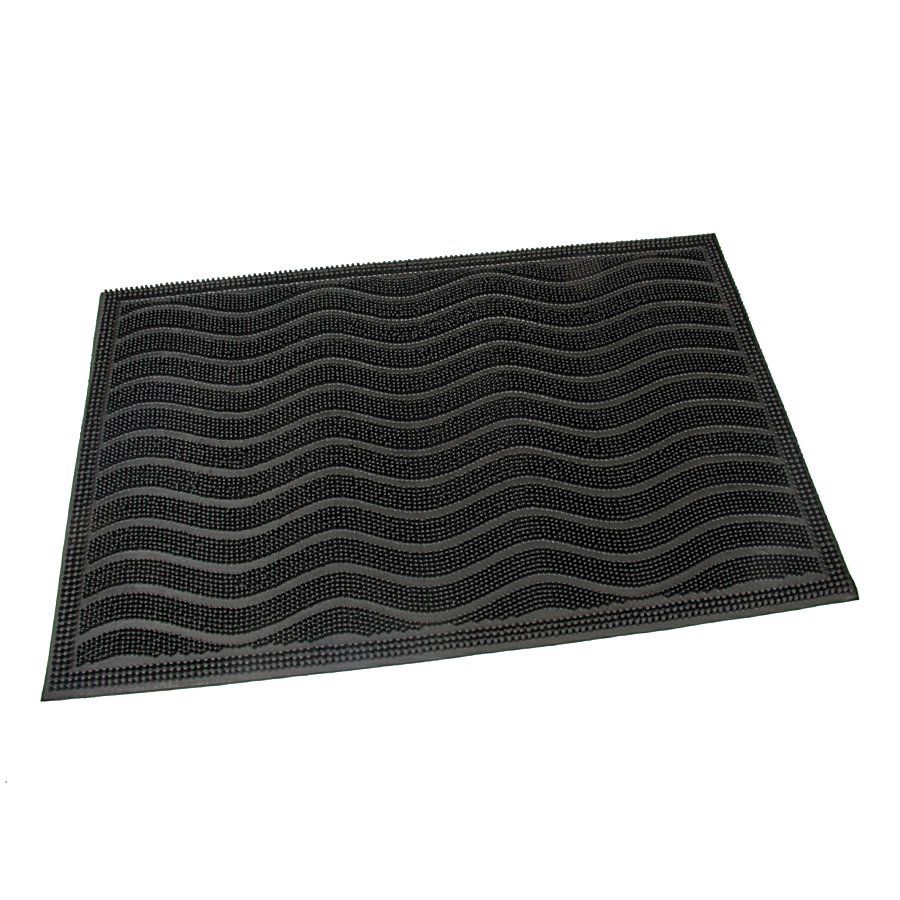 Gumová čisticí venkovní vstupní rohož FLOMA Waves - délka 40 cm, šířka 60 cm, výška 0,9 cm