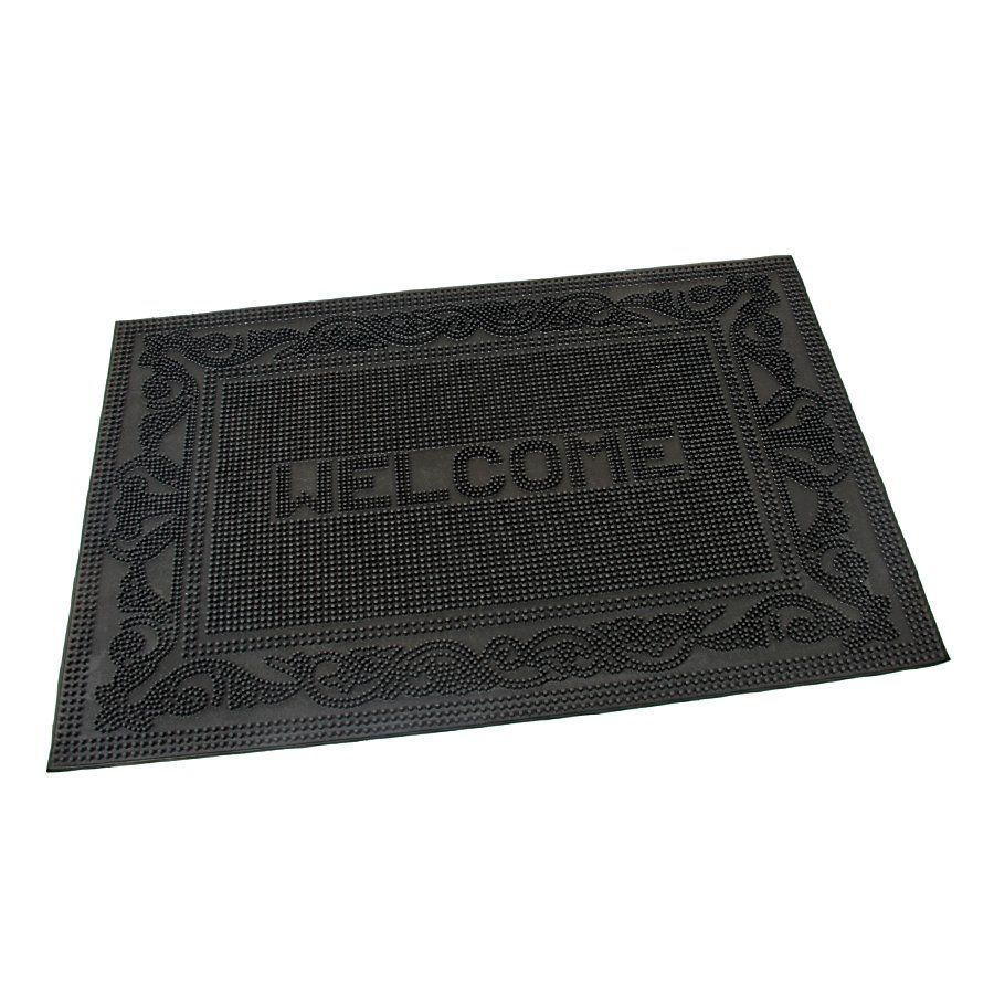 Gumová venkovní čisticí vstupní rohož FLOMA Welcome - Deco - délka 40 cm, šířka 60 cm, výška 0,7 cm
