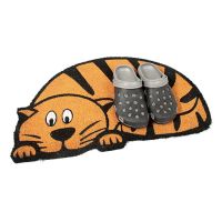 Kokosová venkovní čisticí vstupní rohož FLOMA Cute Cat - délka 45 cm, šířka 75 cm, výška 1,7 cm
