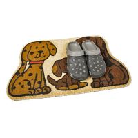 Kokosová venkovní čistící vstupní rohož FLOMA Happy Dogs - délka 45 cm, šířka 75 cm, výška 1,7 cm