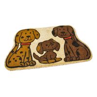 Kokosová venkovní čistící vstupní rohož FLOMA Happy Dogs - délka 45 cm, šířka 75 cm a výška 1,7 cm