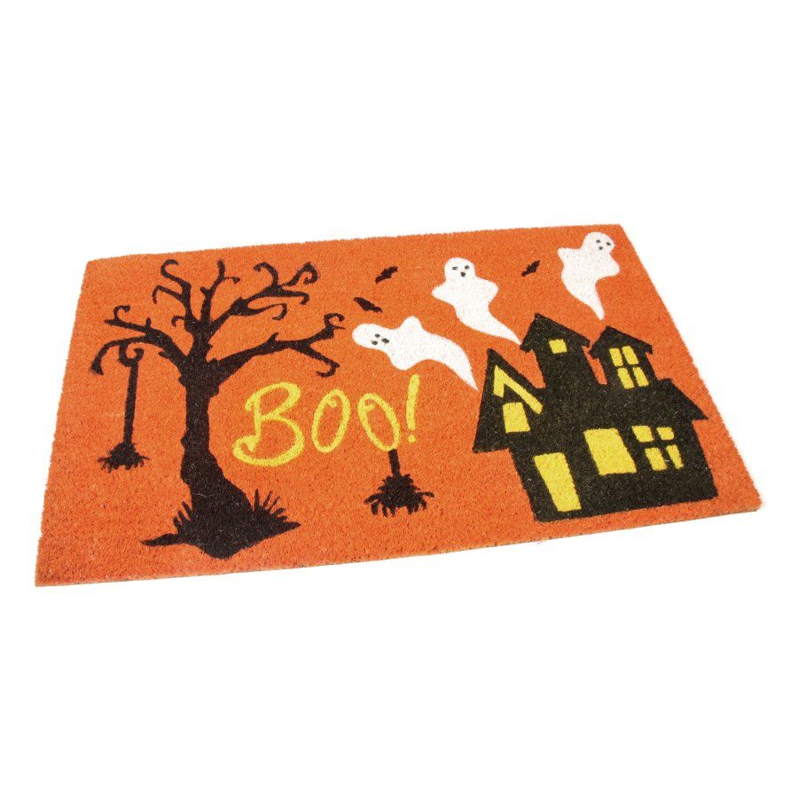 Kokosová venkovní čisticí vstupní rohož FLOMA Scary House - délka 45 cm, šířka 75 cm, výška 1,7 cm