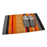 Kokosová venkovní čisticí vstupní rohož FLOMA Stripes - délka 45 cm, šířka 75 cm, výška 1,7 cm