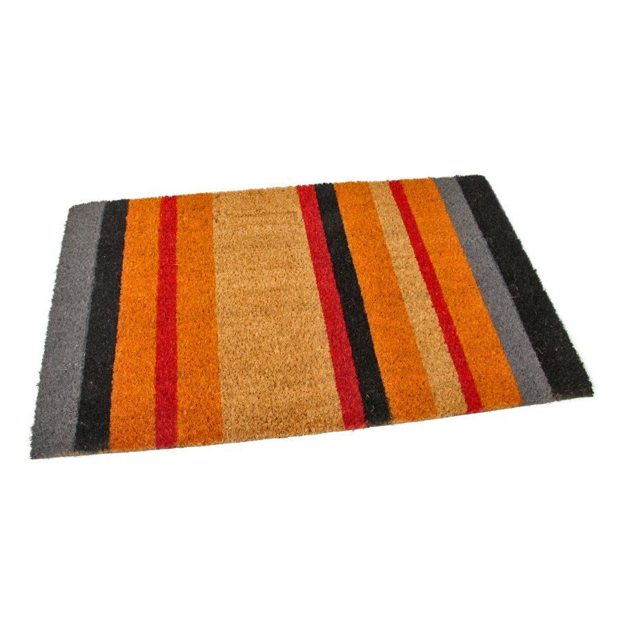 Kokosová venkovní čisticí vstupní rohož FLOMA Stripes - délka 45 cm, šířka 75 cm, výška 1,7 cm