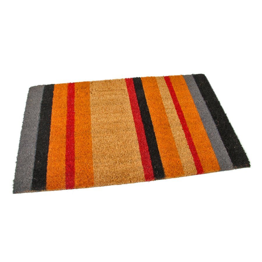 Kokosová venkovní čistící vstupní rohož FLOMA Stripes - délka 45 cm, šířka 75 cm, výška 1,7 cm