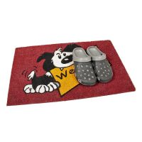 Kokosová venkovní čisticí vstupní rohož FLOMA Welcome - Dog - délka 45 cm, šířka 75 cm, výška 1,7 cm
