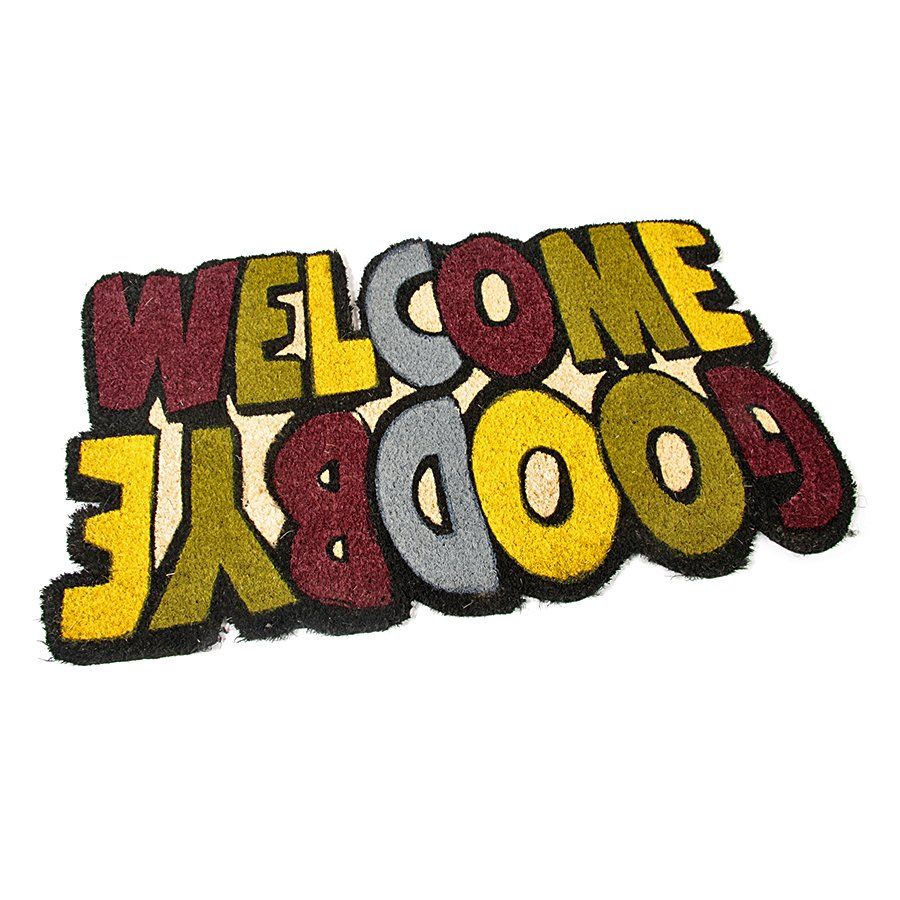 Kokosová čisticí venkovní vstupní rohož FLOMA Welcome - Goodbye - délka 45 cm, šířka 75 cm, výška 1,7 cm