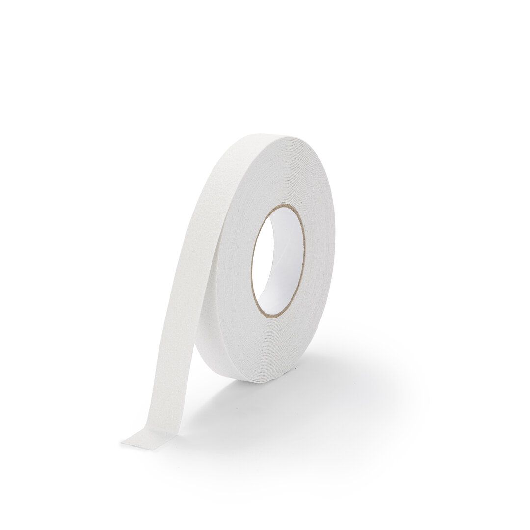 Bílá korundová voděodolná protiskluzová páska FLOMA Marine - délka 18,3 m, šířka 2,5 cm, tloušťka 1 mm