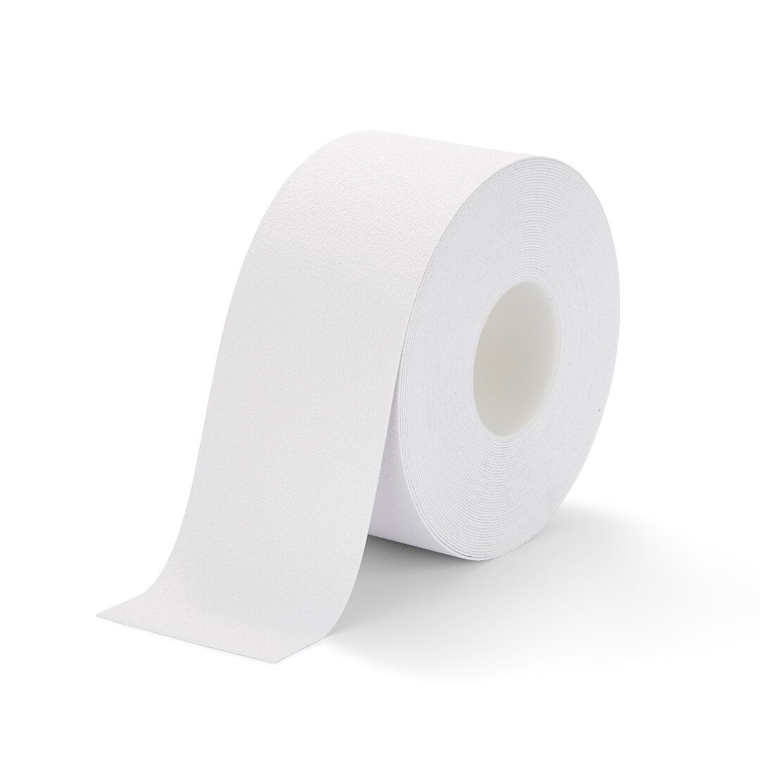 Bílá plastová voděodolná protiskluzová páska FLOMA Super Resilient - délka 18,3 m, šířka 10 cm, tloušťka 1,3 mm
