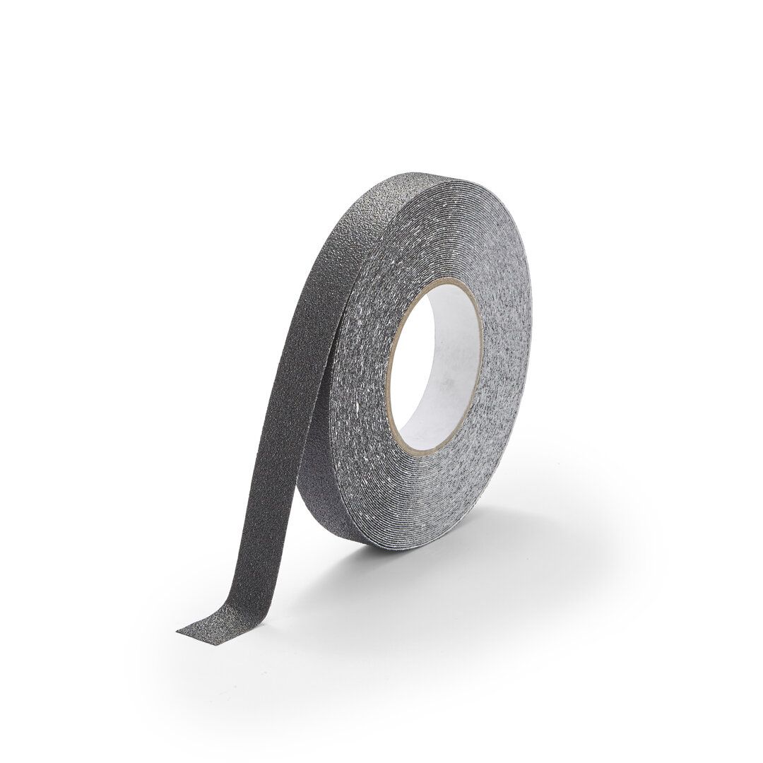 Černá korundová chemicky odolná protiskluzová páska FLOMA Standard Chemical Resistant - délka 18,3 m, šířka 2,5 cm, tloušťka 0,7 mm