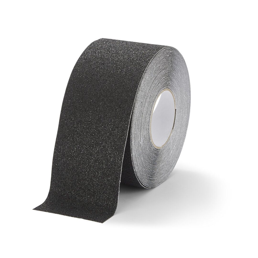 Černá korundová chemicky odolná protiskluzová páska FLOMA Super Chemical Resistant - délka 18,3 m, šířka 10 cm, tloušťka 1 mm