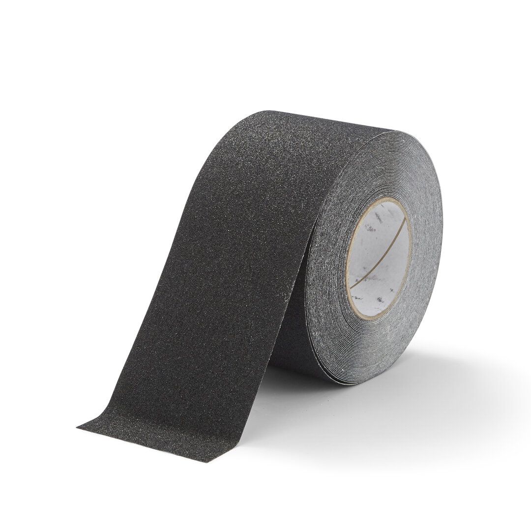 Černá korundová snímatelná protiskluzová páska FLOMA Standard Removable - délka 18,3 m, šířka 10 cm, tloušťka 0,7 mm