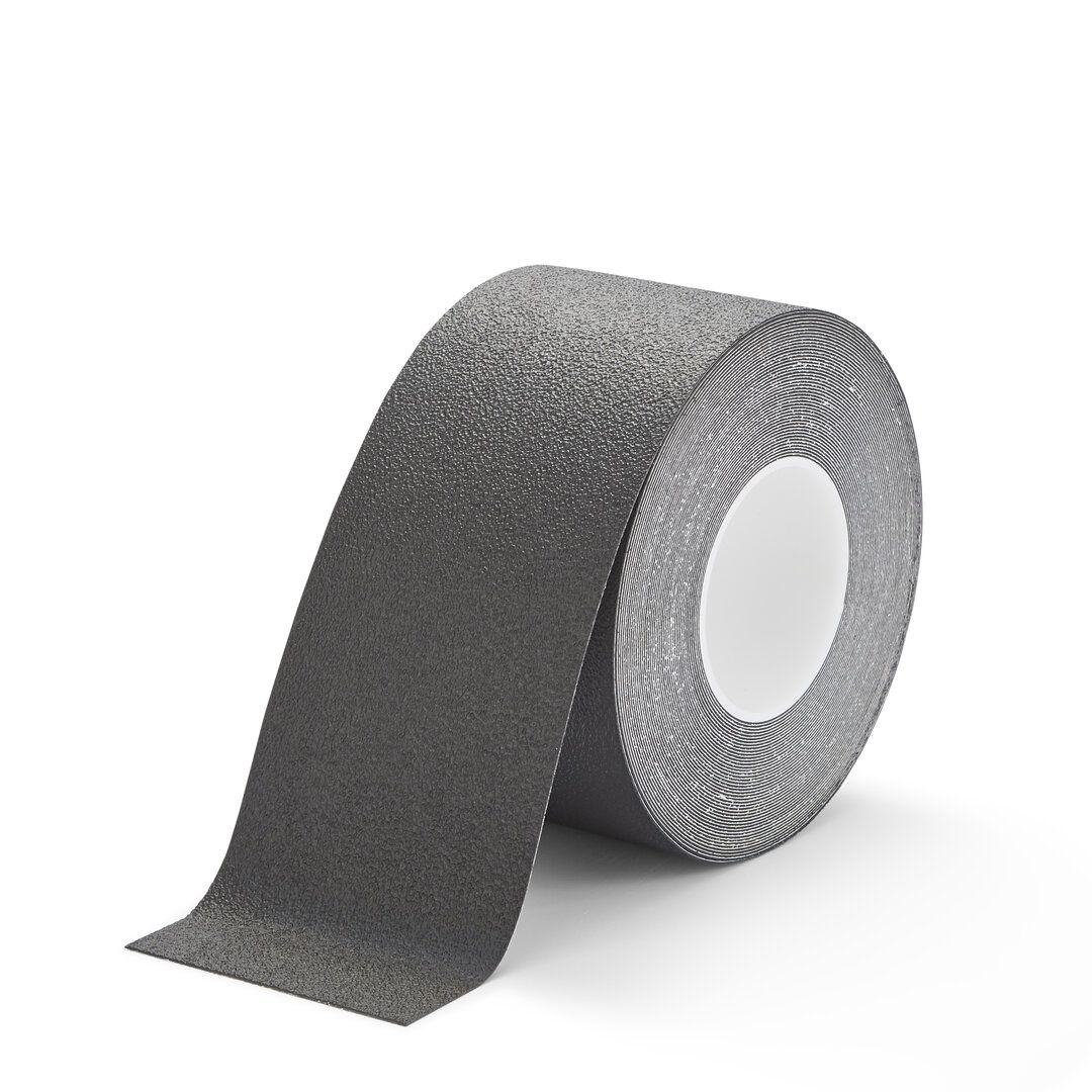 Černá plastová voděodolná protiskluzová páska FLOMA Super Resilient - délka 18,3 m, šířka 5 cm, tloušťka 1,3 mm