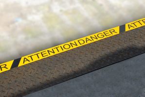Černo-žlutá korundová protiskluzová podlahová páska s potiskem FLOMA Attention Danger - délka 18,3 m, šířka 7,5 cm, tloušťka 0,7 mm