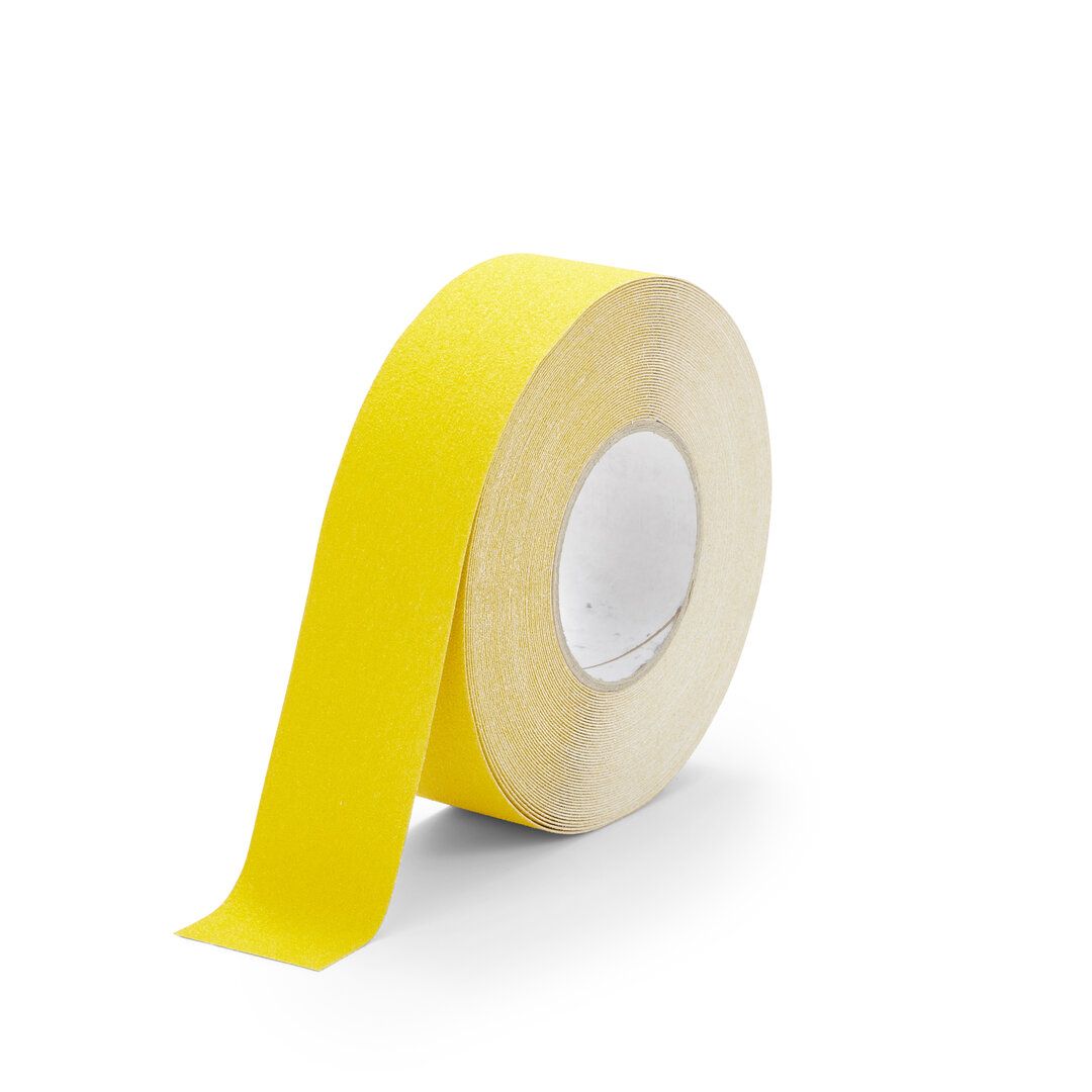 Žlutá korundová snímatelná protiskluzová podlahová páska FLOMA Standard Removable - délka 18,3 m, šířka 5 cm, tloušťka 0,7 mm