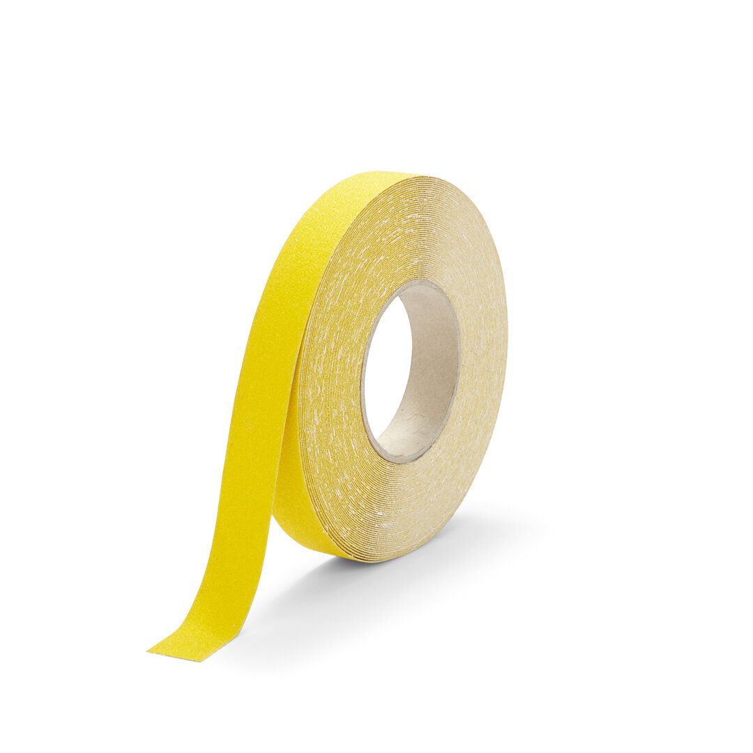 Žlutá korundová snímatelná protiskluzová podlahová páska FLOMA Standard Removable - délka 18,3 m, šířka 2,5 cm, tloušťka 0,7 mm