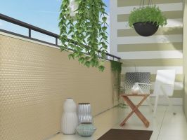 Béžová plastová ratanová stínicí rohož "umělý ratan" (role) - délka 300 cm, výška 90 cm
