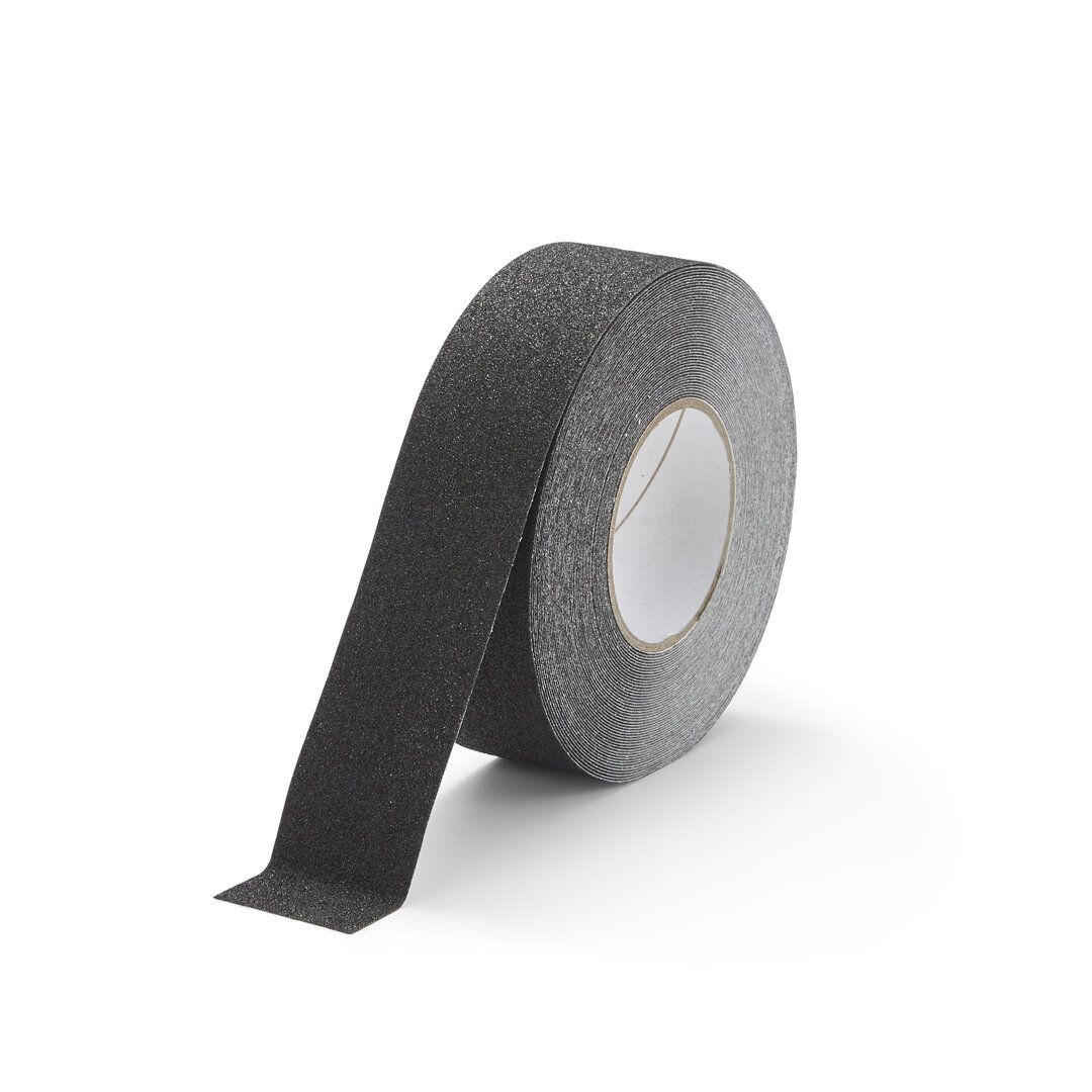Černá korundová snímatelná protiskluzová podlahová páska FLOMA Standard Removable - délka 18,3 m, šířka 5 cm, tloušťka 0,7 mm