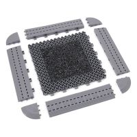 Šedá plastová textilní zátěžová vstupní rohož Modular 9900 - Aqua 75 - délka 30 cm, šířka 30 cm, výška 2,19 cm
