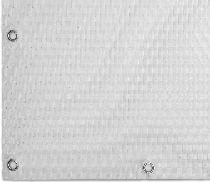 Bílá plastová ratanová stínící rohož "umělý ratan" s oky (role) - délka 300 cm, výška 90 cm