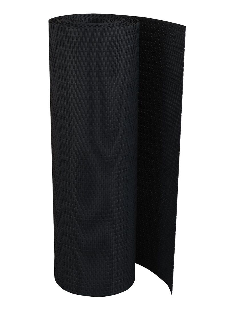 Černá plastová ratanová stínící rohož "umělý ratan" s oky (role) - délka 300 cm, výška 90 cm