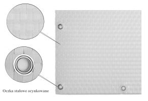 Bílá plastová ratanová stínící rohož "umělý ratan" s oky (role) - délka 500 cm, výška 75 cm