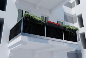 Černá plastová ratanová stínicí rohož "umělý ratan" s oky (role) - délka 500 cm, výška 90 cm