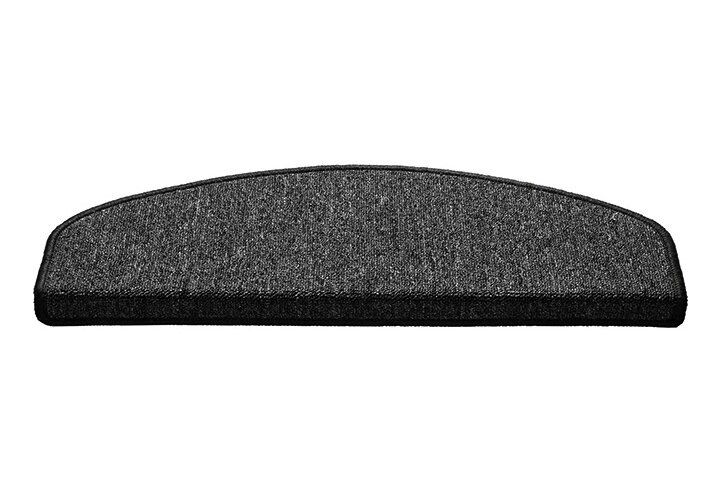 Černý kobercový půlkruhový nášlap na schody Paris - délka 17 cm, šířka 56 cm