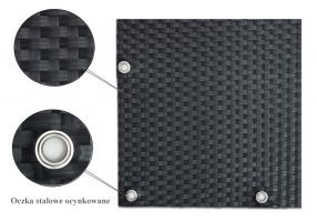 Šedá plastová ratanová stínicí rohož "umělý ratan" s oky (role) - délka 500 cm, výška 75 cm