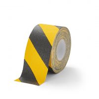 Černo-žlutá korundová protiskluzová páska pro nerovné povrchy FLOMA Hazard Conformable - délka 18,3 m, šířka 10 cm, tloušťka 1,1 mm
