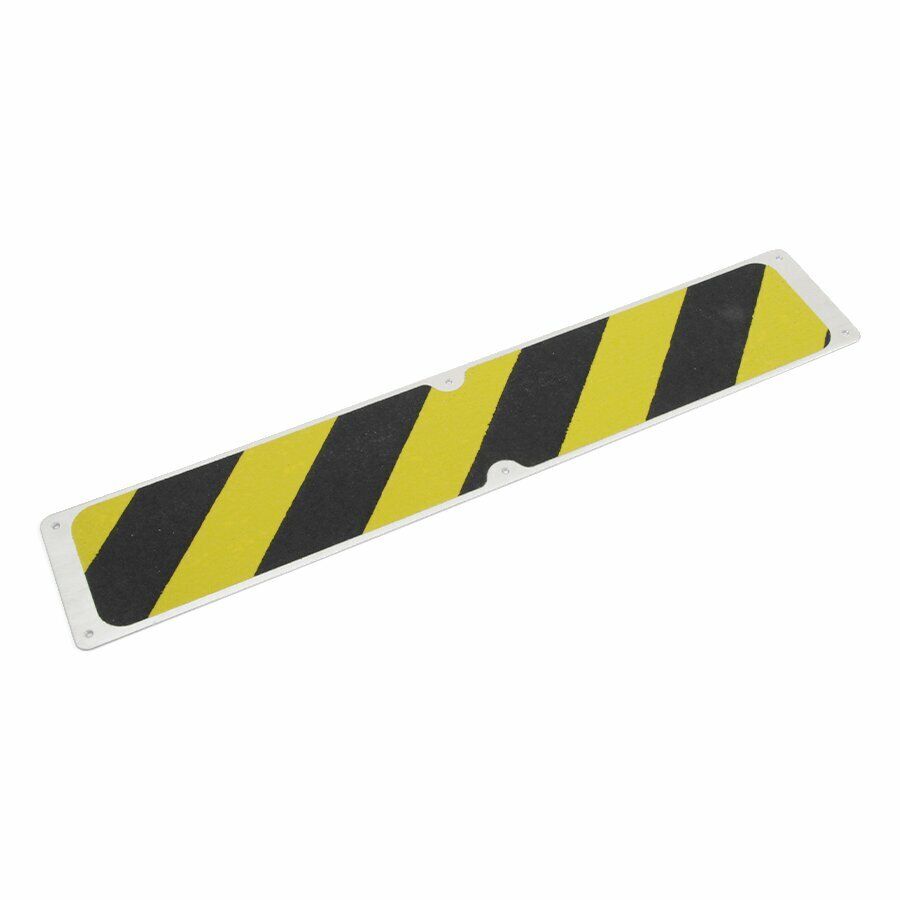 Černo-žlutý hliníkový protiskluzový nášlap na schody FLOMA Hazard BDP - délka 63,5 cm, šířka 11,5 cm, tloušťka 1,6 mm