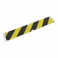 Černo-žlutý hliníkový protiskluzový nášlap na schody FLOMA Hazard BDP - délka 63,5 cm, šířka 6,3 cm, tloušťka 1,6 mm