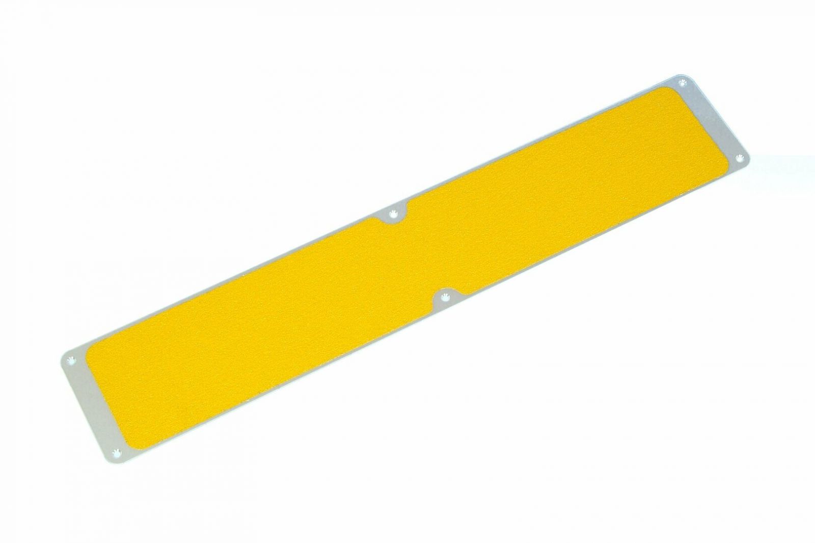 Žlutý hliníkový protiskluzový nášlap na schody FLOMA Bolt Down Plate - délka 63,5 cm, šířka 6,3 cm, tloušťka 1,6 mm