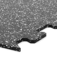 Černo-bílá gumová podlahová deska (puzzle - okraj) FLOMA FitFlo SF1050 - délka 47,8 cm, šířka 47,8 cm, výška 0,8 cm