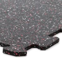Černo-bílo-červená gumová podlahová deska (puzzle - roh) FLOMA FitFlo SF1050 - délka 47,8 cm, šířka 47,8 cm, výška 0,8 cm