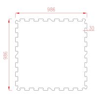 Gumová ochranná tlumicí puzzle podložka (okraj) pod bazén, vířivku FLOMA PoolPad - délka 95,6 cm, šířka 95,6 cm, výška 0,8 cm