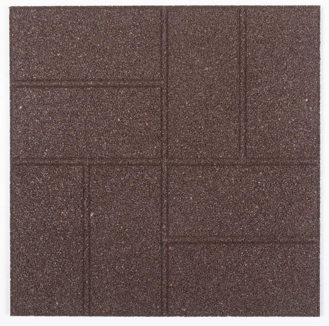 Hnědá gumová terasová dlažba FLOMA Cobblestone - délka 40,5 cm, šířka 40,5 cm, výška 1,5 cm