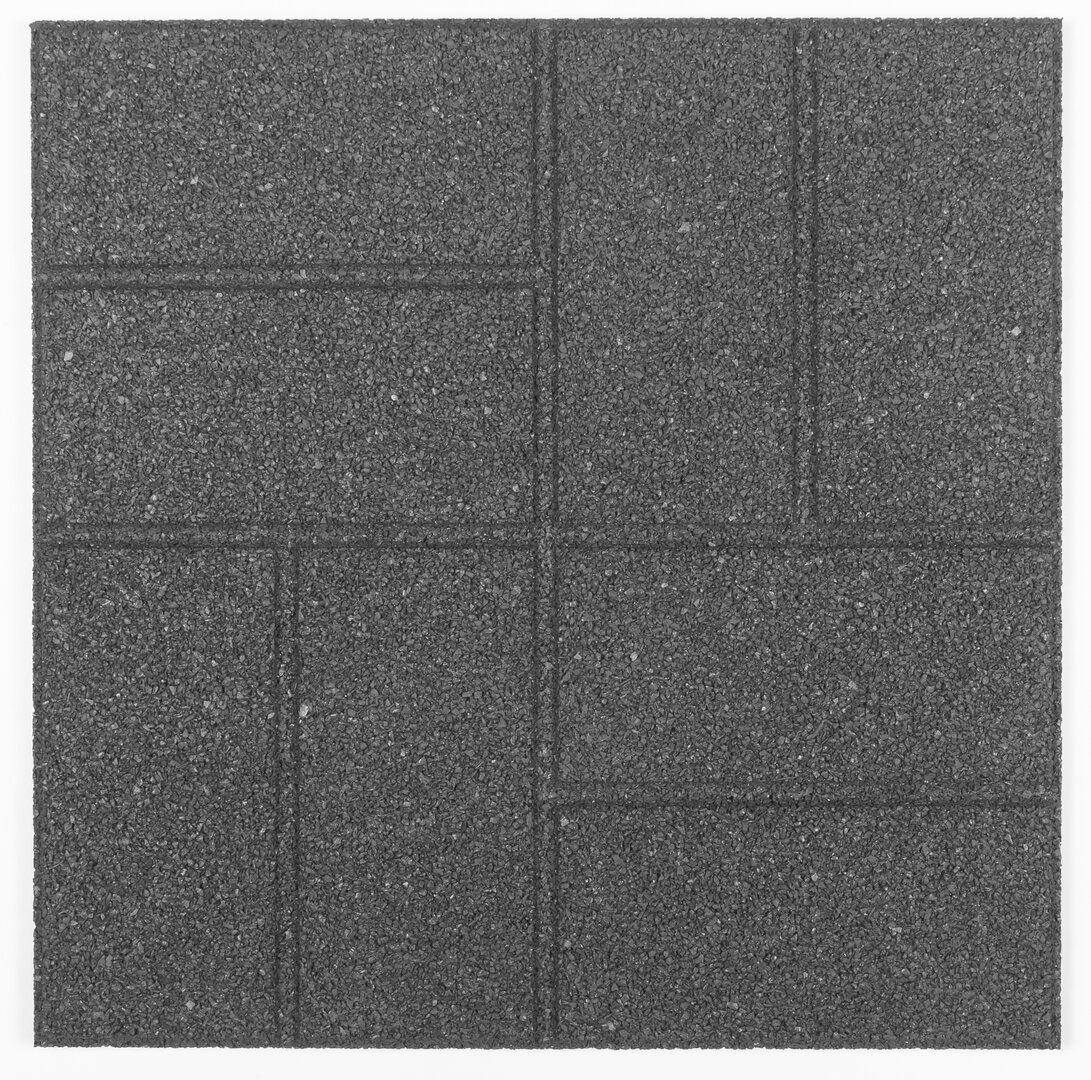 Šedá gumová terasová dlažba FLOMA Cobblestone - délka 40,5 cm, šířka 40,5 cm, výška 1,5 cm