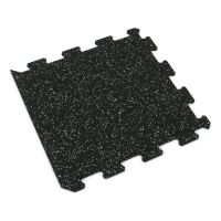 Černo-modrá gumová modulová puzzle dlažba (okraj) FLOMA FitFlo SF1050 - délka 47,8 cm, šířka 47,8 cm a výška 0,8 cm