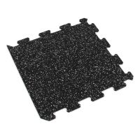 Černo-bílá gumová modulová puzzle dlažba (okraj) FLOMA FitFlo SF1050 - 95,6 x 95,6 x 0,8 cm