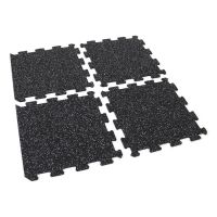 Černo-bílá gumová modulová puzzle dlažba (okraj) FLOMA FitFlo SF1050 - délka 95,6 cm, šířka 95,6 cm, výška 0,8 cm