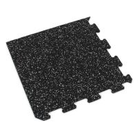 Černo-bílá gumová modulová puzzle dlažba (roh) FLOMA FitFlo SF1050 - 95,6 x 95,6 x 0,8 cm