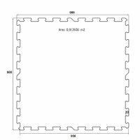 Černo-bílá gumová modulová puzzle dlažba (roh) FLOMA FitFlo SF1050 - délka 95,6 cm, šířka 95,6 cm, výška 0,8 cm