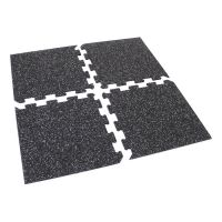 Černo-bílá gumová modulová puzzle dlažba (roh) FLOMA FitFlo SF1050 - délka 47,8 cm, šířka 47,8 cm, výška 0,8 cm