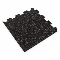 Černo-bílo-červená gumová modulová puzzle dlažba (roh) FLOMA FitFlo SF1050 - 95,6 x 95,6 x 0,8 cm
