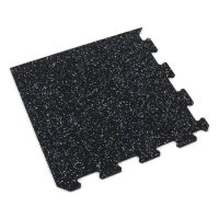 Černo-bílo-modrá gumová modulová puzzle dlažba (roh) FLOMA FitFlo SF1050 - 95,6 x 95,6 x 0,8 cm