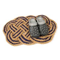 Kokosová venkovní čisticí vstupní rohož FLOMA Jumbo Oval Blue - délka 45 cm, šířka 75 cm, výška 3,5 cm