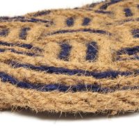 Kokosová venkovní čistící vstupní rohož FLOMA Jumbo Oval Blue - délka 45 cm, šířka 75 cm, výška 3,5 cm