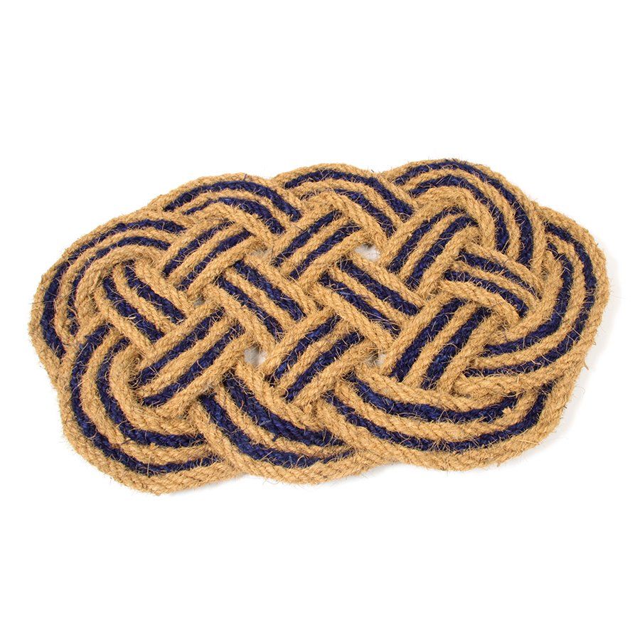 Kokosová venkovní čisticí vstupní rohož FLOMA Jumbo Oval Blue - délka 45 cm, šířka 75 cm, výška 3,5 cm