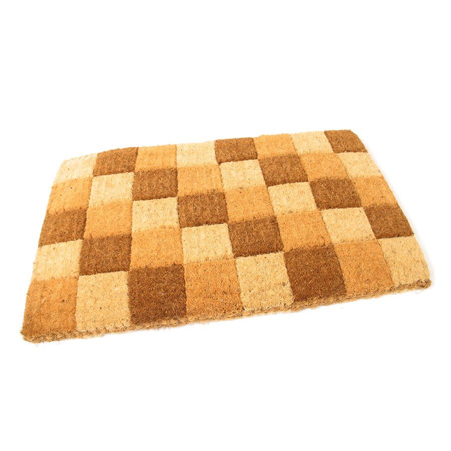 Kokosová venkovní čisticí vstupní rohož FLOMA Squares - délka 45 cm, šířka 75 cm, výška 4,7 cm